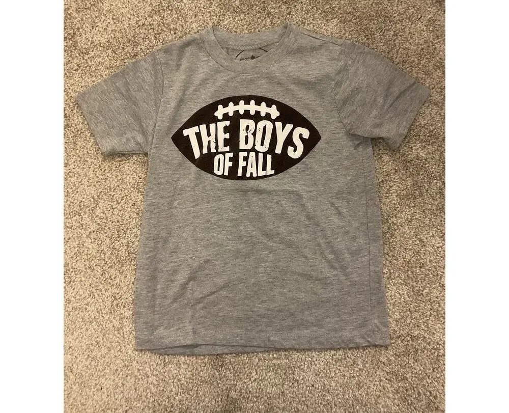 Jane Marie Boys of Fall Football T-Shirt Kids Small Gray Soft Tee